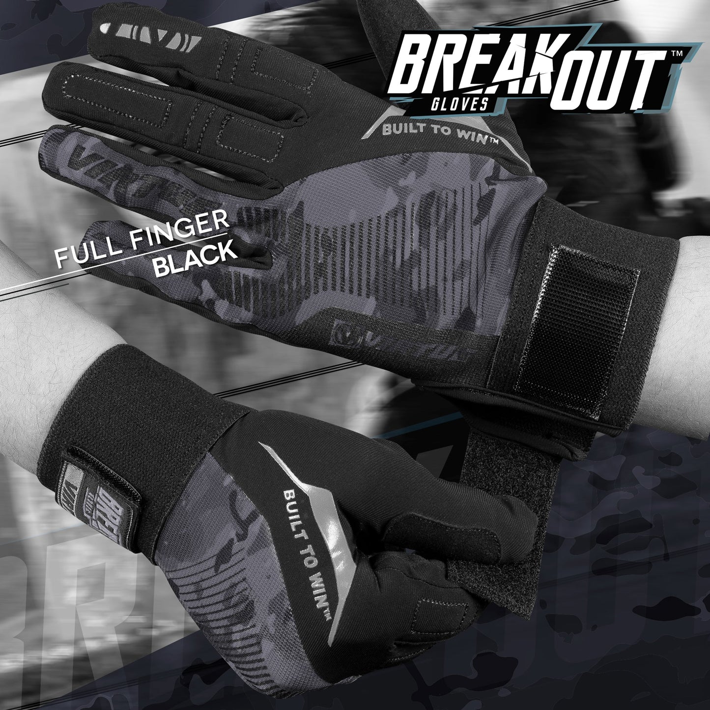 Virtue Breakout Gloves - Ripstop Full Finger - Black Camo