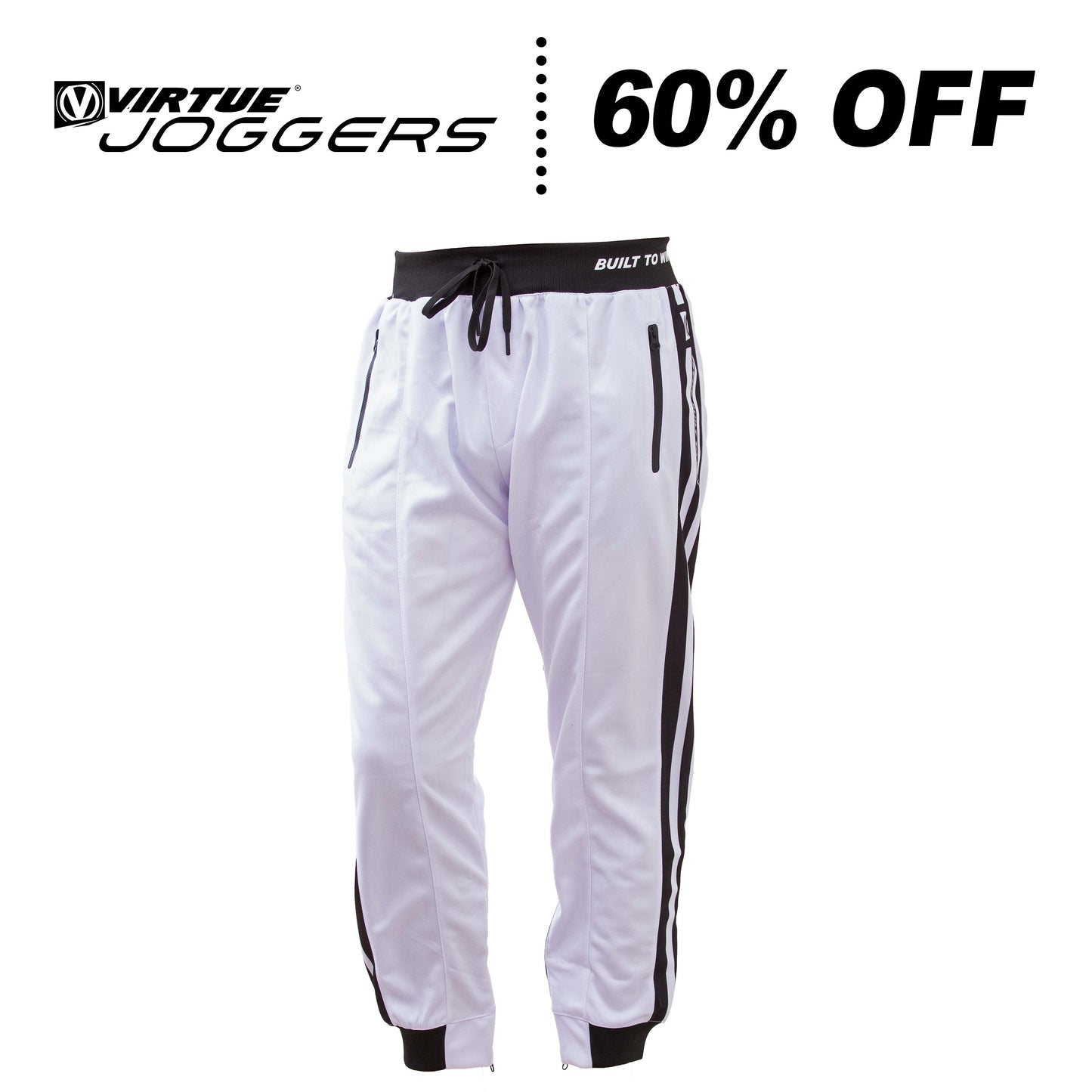 Virtue Jogger Pants - Built to Win - Striped / White