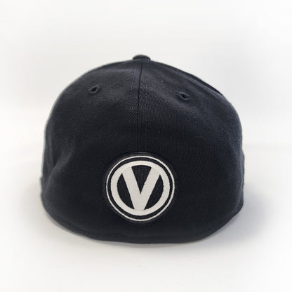 Old School Find - Virtue Script Logo - Flat Brim Fitted Hat - 6 7/8" - 7 1/4" - Black