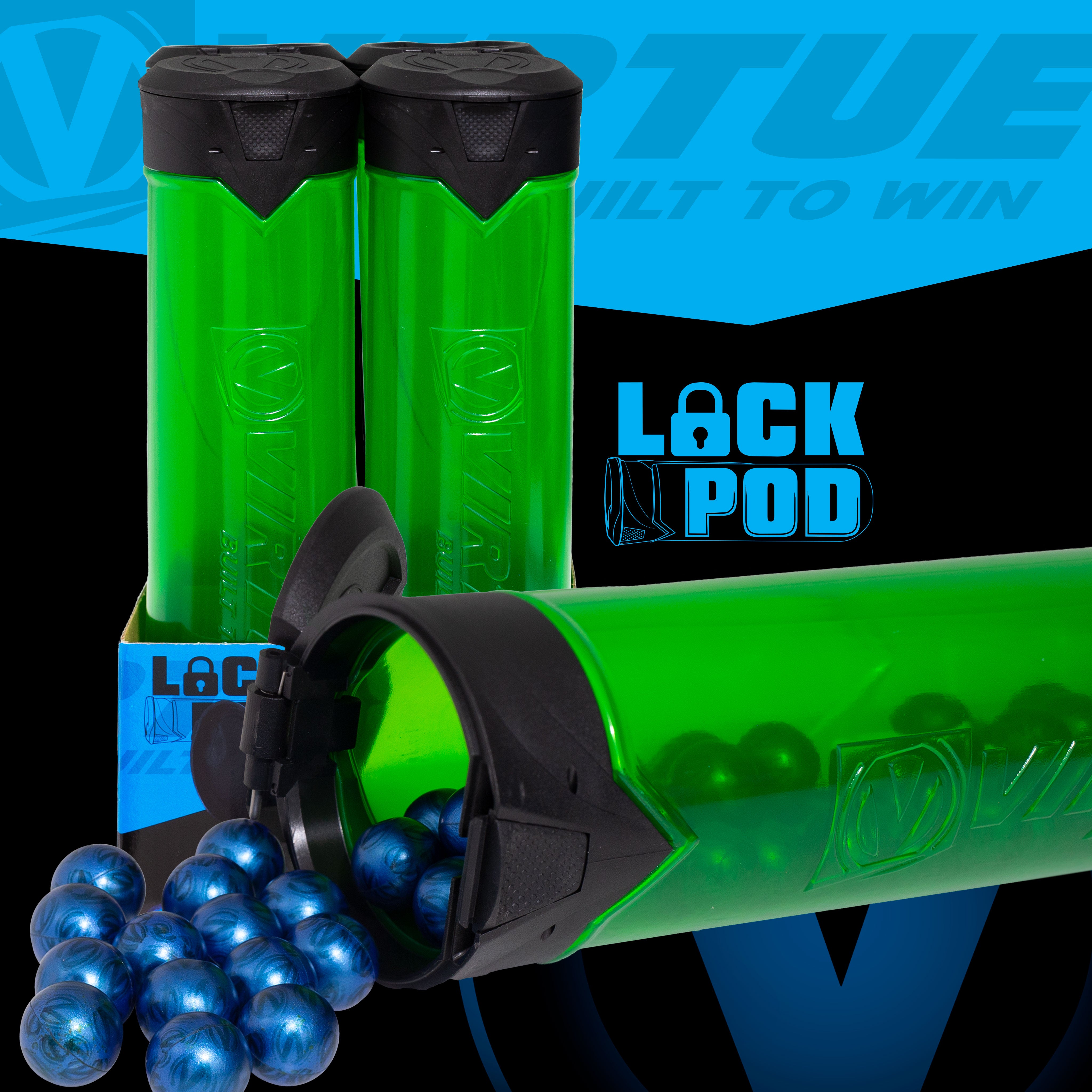 Virtue V2 Lock Pod - Lime - 170rnd Lock Lid Pod - 4 Pack