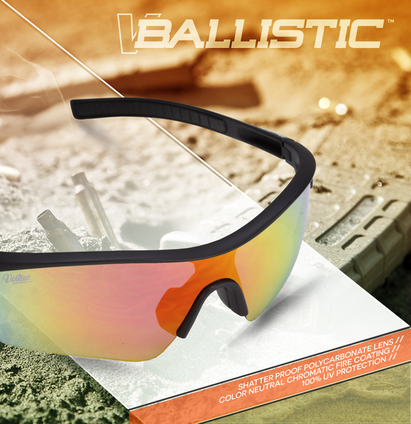 100% UV Protection Sunglasses, Black Fire Virtue v.Ballistic Shades –