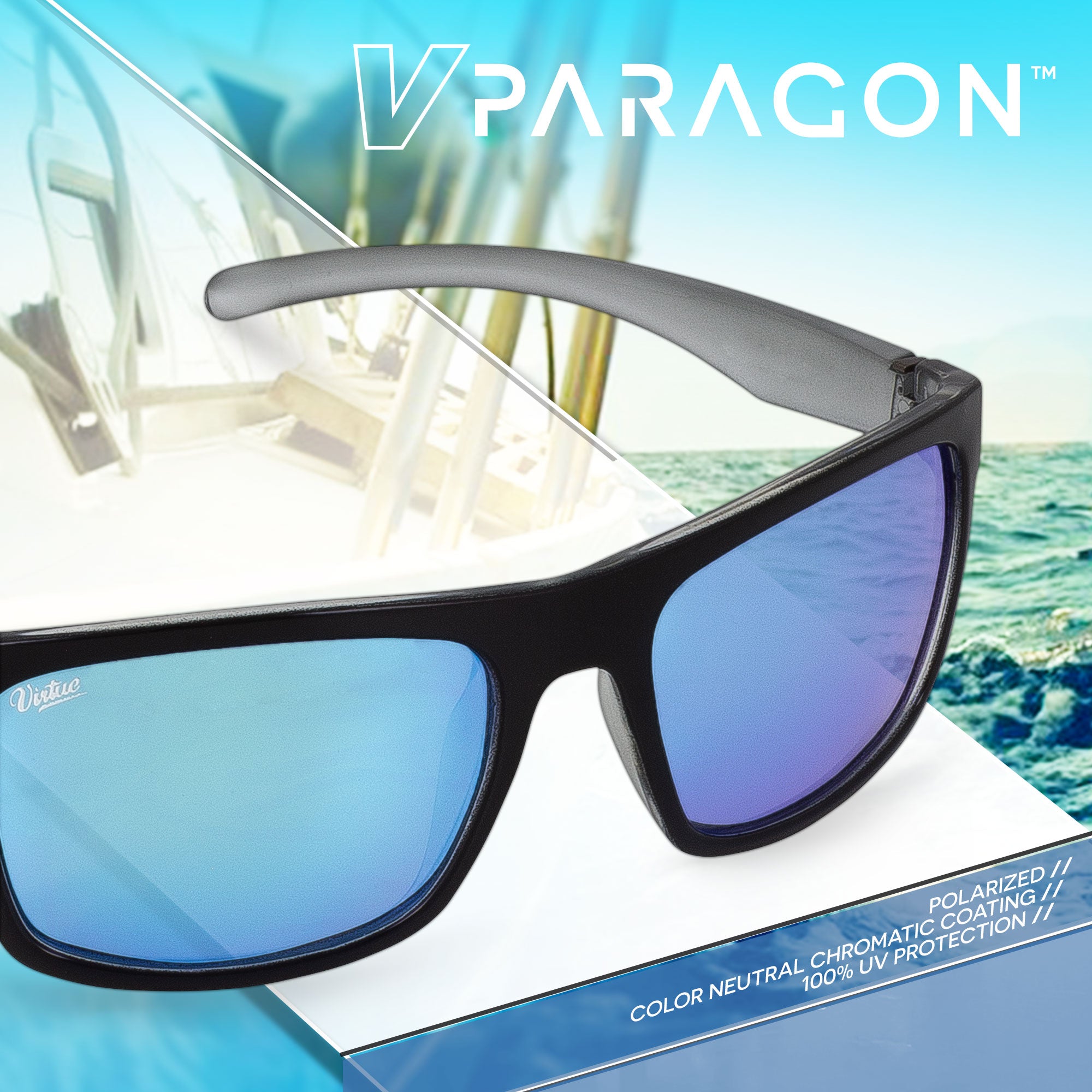 Virtue V-Paragon Polarized Sunglasses - Polished Ice Black