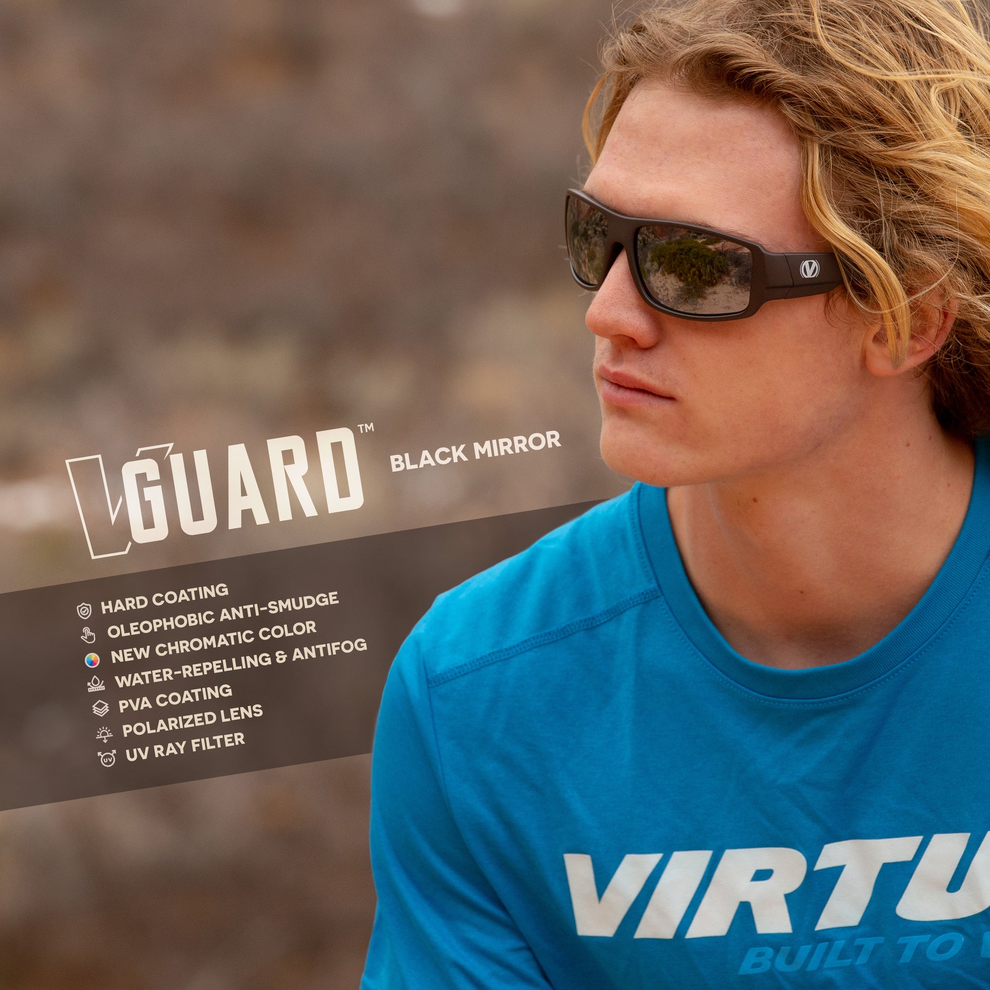 100% UV Polarized Sunglasses, Black Mirror Virtue v.Guard Shades –