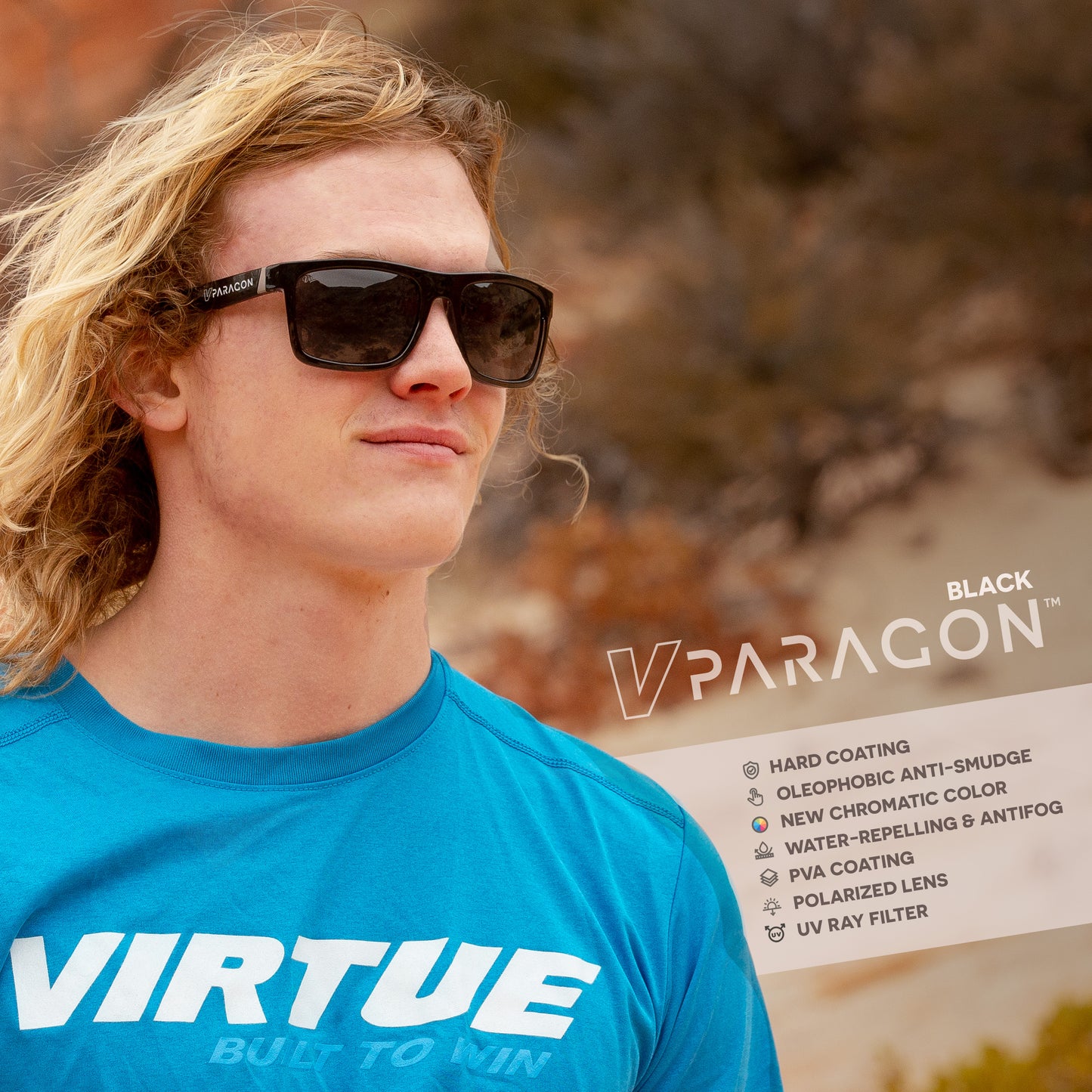 Virtue V-Paragon Polarized Sunglasses - Polished Smoke Black
